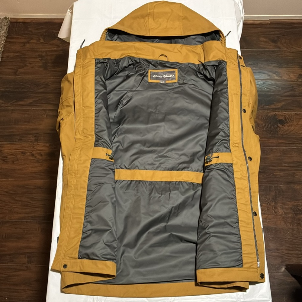 Eddie Bauer Hooded Raincoat in Mustard - Picture 5 of 7